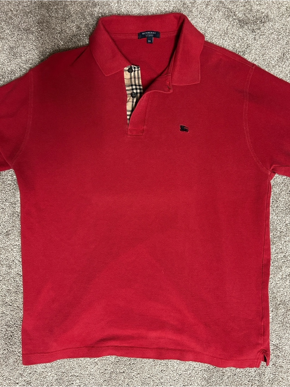 Vintage 2000s Burberry Classic Red Polo Plaid Collar